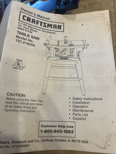 Craftsman 137 218250 table - craftsman, saw